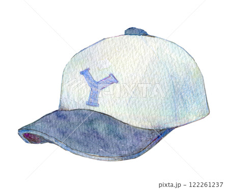 水彩イラスト 野球グッズ 野球道具 野球帽子 水彩イラスト 野球グッズ 野球道具 野球帽子 122261237
