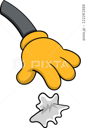 Cartoon Illustration of a Hand Throwing Litter on the Ground 122261888