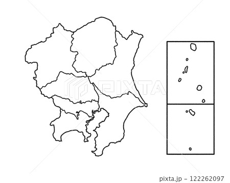 少しゆるい白い関東地図 県境入り 122262097