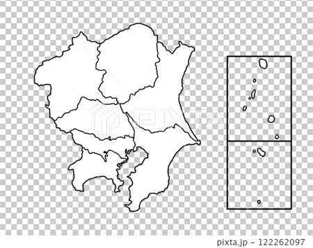 少しゆるい白い関東地図 県境入り 122262097
