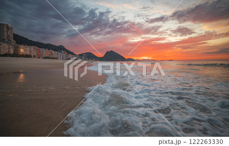 sunrise on Copacabana beach in Rio de Janeiro. sunrise on Copacabana beach in Rio de Janeiro. 122263330