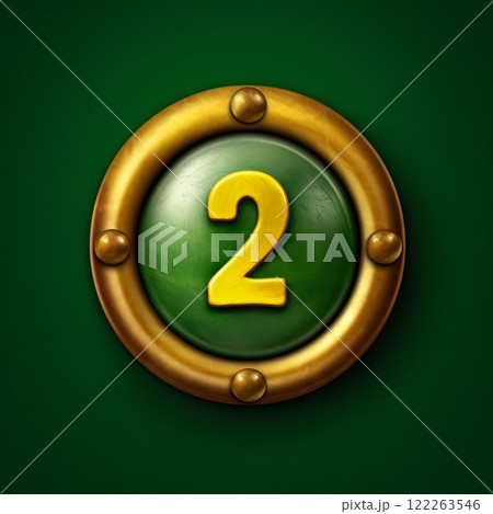 number two on the green button. 3d illustration of numbers 2 122263546