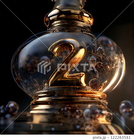 Close-up of a crystal candlestick with a number two. Close-up of a crystal candlestick with a number two. 122263581