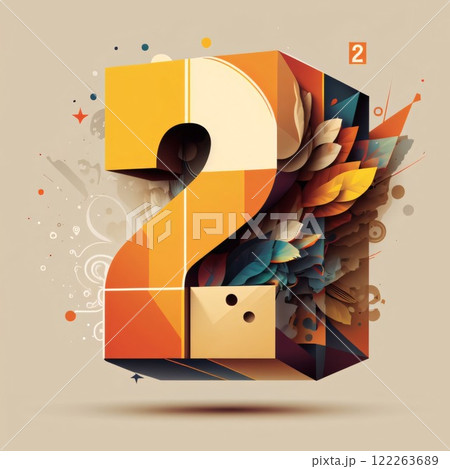 Number 2 in colorful abstract background. 3d illustration. Eps 10 122263689