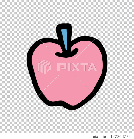 Apple doodle icon hand drawn with black line in freehand style and colored Apple doodle icon hand drawn with black line in freehand style and colored 122263779