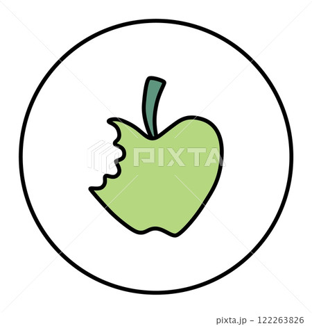 Apple doodle icon hand drawn with thin line in minimalistic style and colored Apple doodle icon hand drawn with thin line in minimalistic style and colored 122263826