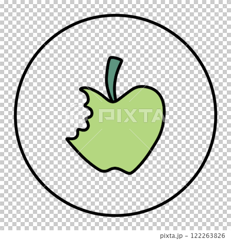 Apple doodle icon hand drawn with thin line in minimalistic style and colored 122263826
