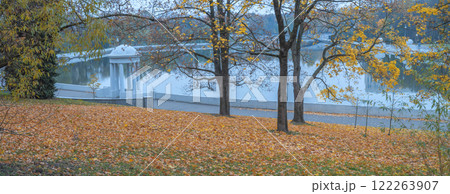 autumn landscape river city center of Minsk. Belarus 122263907