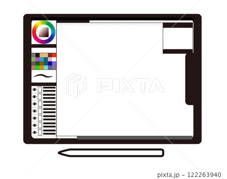 タブレット(タブレットPC)でイラストや漫画を描くイメージイラスト タブレット(タブレットPC)でイラストや漫画を描くイメージイラスト 122263940