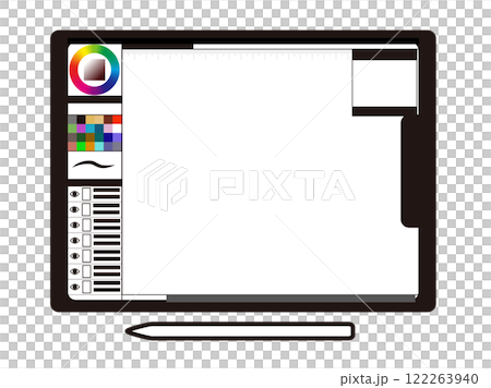 タブレット(タブレットPC)でイラストや漫画を描くイメージイラスト タブレット(タブレットPC)でイラストや漫画を描くイメージイラスト 122263940