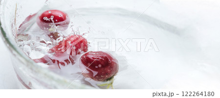 Fresh radish in water splash. Healthy food background. Spring or Summer background. Ethically 122264180