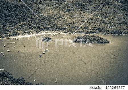 Big tropical island Ilha Grande Abraao beach panorama Brazil. 122264277