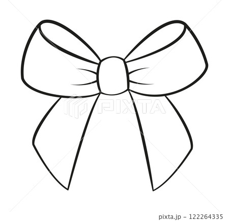 Hand drawn bow doodle style. Hand drawn black and white isolated logo 122264335