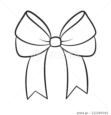 Hand drawn bow doodle style. Hand drawn black and white isolated logo 122264342