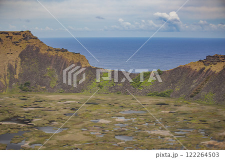 Caldera of Rano Raraku volcano on Easter Island. Caldera of Rano Raraku volcano on Easter Island. 122264503