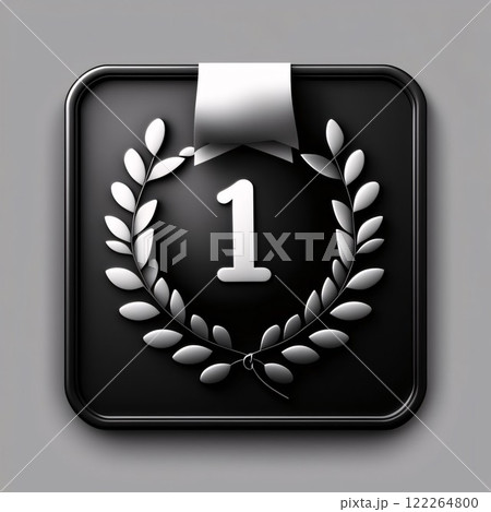 First place icon. Black internet button on grey background. Vector illustration. First place icon. Black internet button on grey background. Vector illustration. 122264800