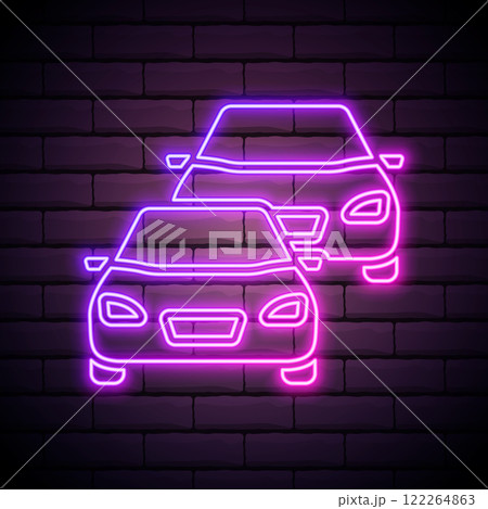 Car neon icon. Simple thin line, outline vector of generation icons for ui and ux, website or mobile application Car neon icon. Simple thin line, outline vector of generation icons for ui and ux, website or mobile application 122264863
