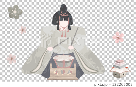 水彩で描いた五人囃子（太鼓）のイラスト素材	 122265005
