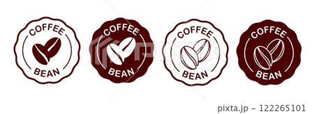 Coffee Logo Set Featuring Beans for Cafes and Coffeehouses. Vector illustration 122265101