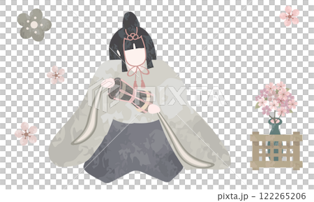 水彩で描いた五人囃子（大鼓）のイラスト素材 122265206