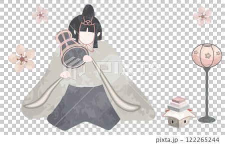 水彩で描いた五人囃子（小鼓）のイラスト素材 122265244