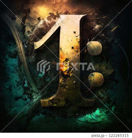 number one in grunge style on abstract background. 3d illustration 122265315
