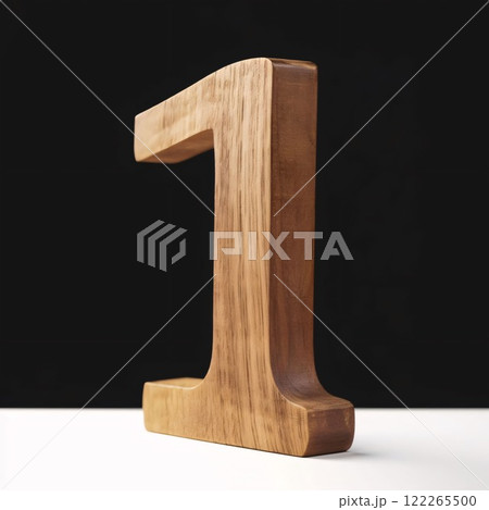 Wooden number 1 isolated on black background. 3d rendering. Wooden number 1 isolated on black background. 3d rendering. 122265500