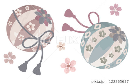 水彩で描いた手毬のイラスト 122265637