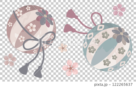 水彩で描いた手毬のイラスト 122265637