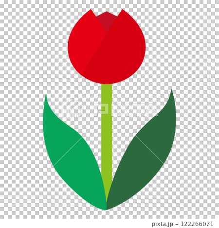 赤いチューリップのシンプルでフラットなイラスト　白背景 122266071