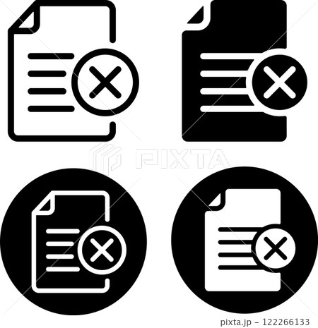 バツマークとテキストファイル　アイコンセット 122266133