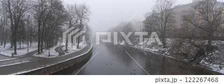 Minsk winter river and city in fog Minsk winter river and city in fog 122267468