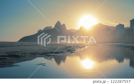 Mountains and beach of Rio de Janeiro. 122267557