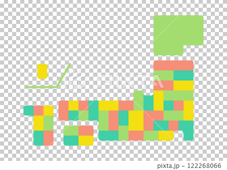 色分けしたシンプル日本地図 122268066