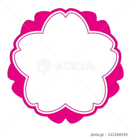 二重の桜の枠のイラスト素材 背景透過 文字スペースは白地 二重の桜の枠のイラスト素材 背景透過 文字スペースは白地 122268293