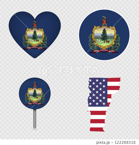 Vermont State Flag Icons Pack. Vector illustration. Vermont State Flag Icons Pack. Vector illustration. 122268318
