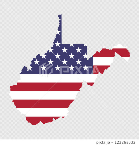 West Virginia state map with American national flag. West Virginia state map with American national flag. 122268332