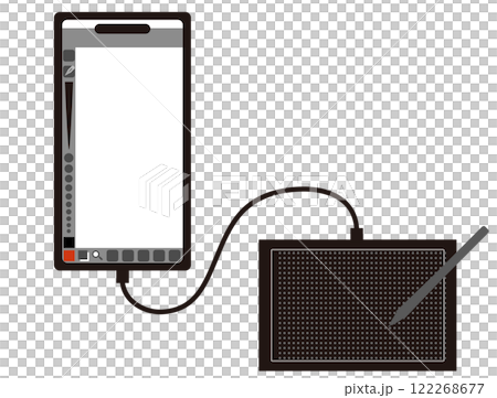 スマホと板タブで漫画やイラストを描くイメージイラスト スマホと板タブで漫画やイラストを描くイメージイラスト 122268677