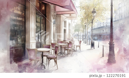 パリの街角に佇むカフェテラス パリの街角に佇むカフェテラス 122270191