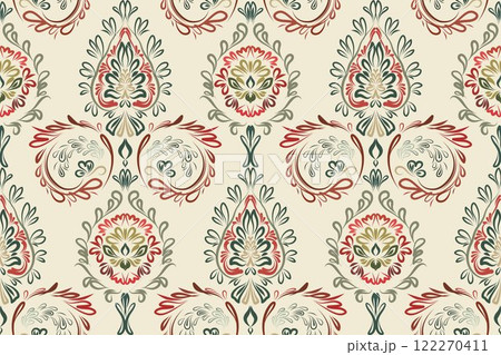 Motifs African boho paisley Floral Ikat pattern embroidery damask. Ethnic ikat floral Ethnic Indian Pattern Ikat pattern Ethnic Pattern.Damask indian floral Aztec embroidery border seamless patterns. 122270411