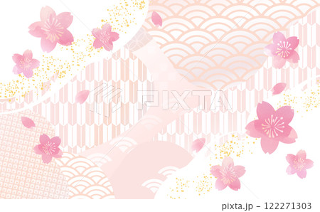 淡いピンクの美しい桜の背景イラスト 122271303