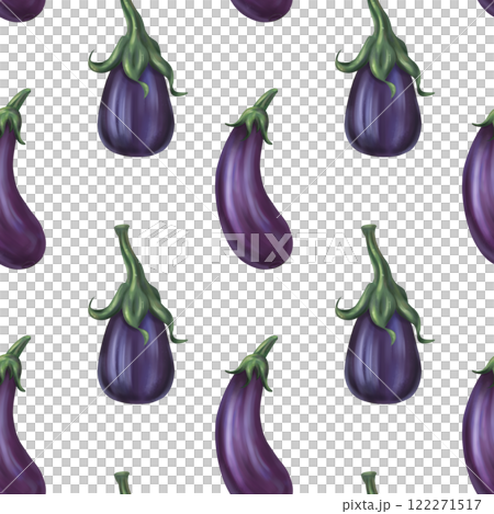 Seamless autumn harvest pattern with eggplants. Farm organic products, healthy eat vegetables, sustainable gardening, greens crop. Hand drawing background for wrapping paper, textiles, design Seamless autumn harvest pattern with eggplants. Farm organic products, healthy eat vegetables, sustainable gardening, greens crop. Hand drawing background for wrapping paper, textiles, design 122271517