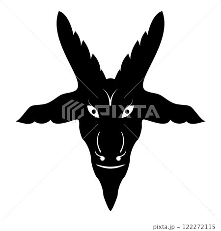 Head goat Symbol Satanism of Lavaeus Sigil of Baphomet sign icon black color vector illustration image flat style 122272115