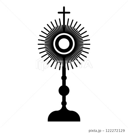 Monstrance Christi Sacrament of the eucharist icon black color vector illustration image flat style Monstrance Christi Sacrament of the eucharist icon black color vector illustration image flat style 122272129