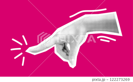 Halftone hand pointing index finger vector illustration 122273269