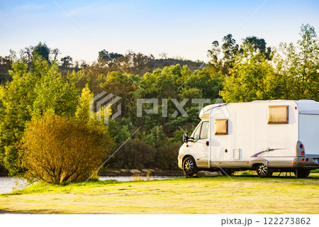 Camper rv camping on nature in Portugal Camper rv camping on nature in Portugal 122273862