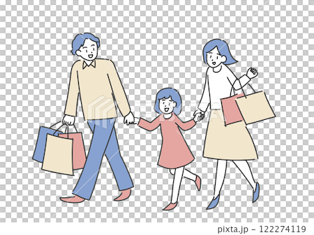 Family shopping with shopping bags 122274119