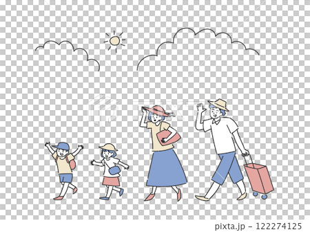Illustration of a family going on a summer trip 122274125