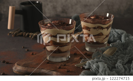 Tiramisu dessert in glasses 122274715