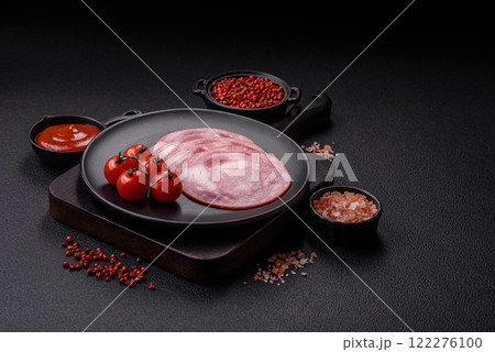 Ham cut into slices with salt and spices 122276100